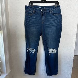 Old Navy Blue Cropped Jeans with Distressed Knee Rips